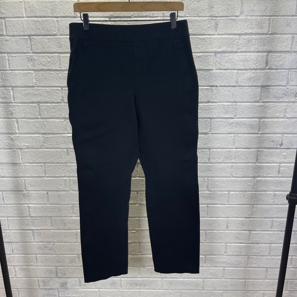 SPANX Black Ponte Knit Straight Leg Pants Womens L Pull On Minimalist Office